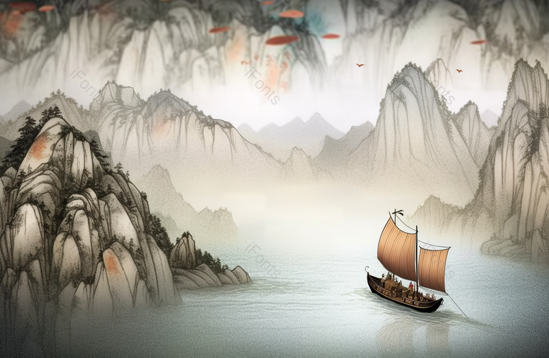 新中式水墨山水画风景插画,插画/手绘图,插画/手绘图库,插画/手绘图下载,插画/手绘